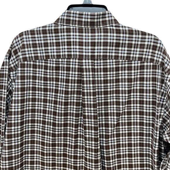 Daniel Cremieux Signature Collection Men Long Sleeve Shirt XL Brown White Plaid - Picture 4 of 10